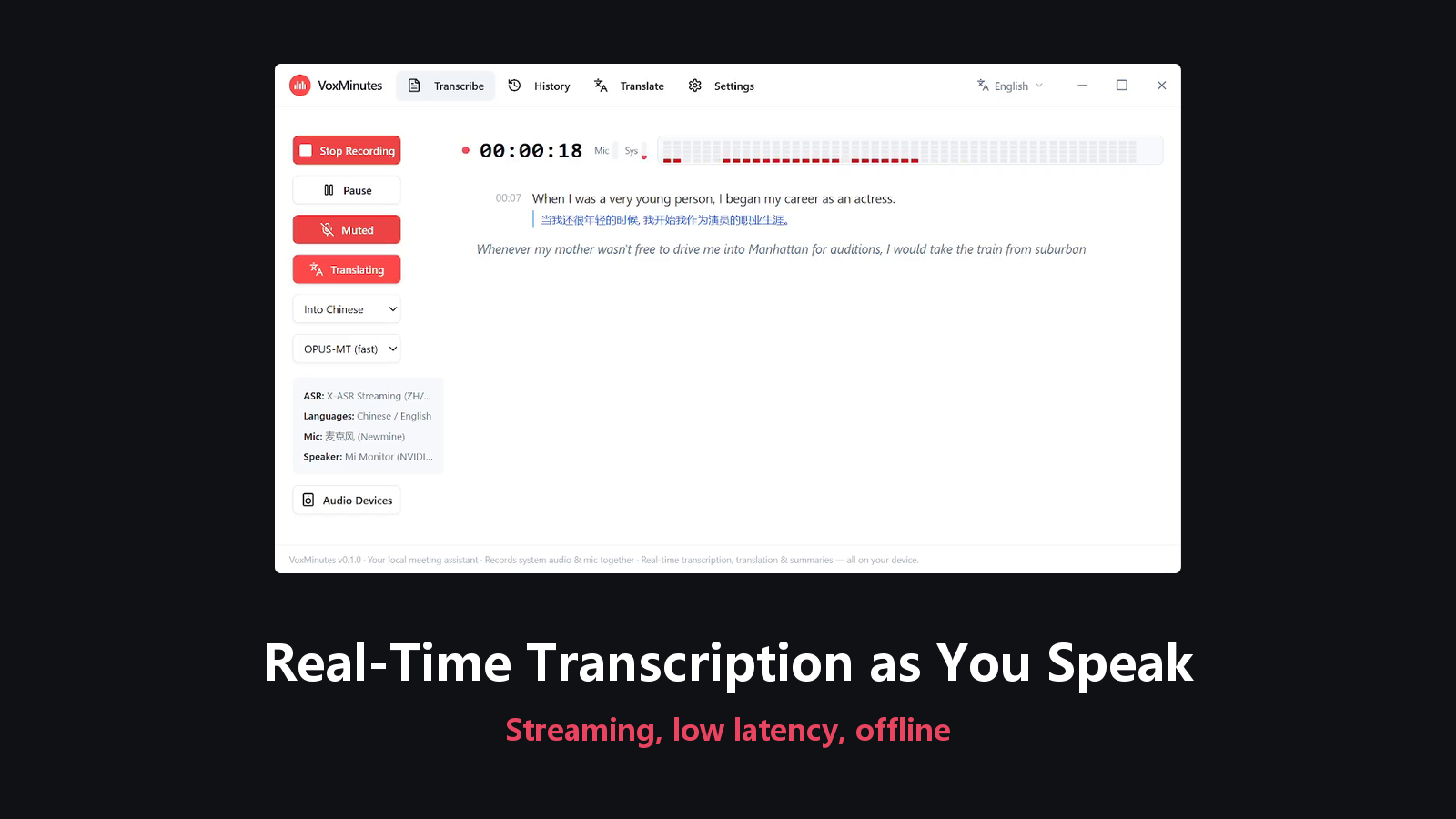 Real-time transcription